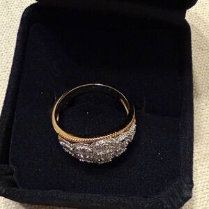 Elegant Two tone Gold plated Cubic Zirconia Ring m Women's Classic Ring  8